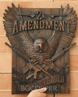 Solid Wood Carvings Decor, Commemorating the Second Amendment - BGCOPPER