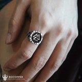 Distressed Valknut Runes Stainless Steel Viking Ring - BGCOPPER