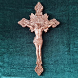 Wood Carving of Jesus Cross with St. Benedict's Exorcism - BGCOPPER