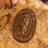 Retro Color Our Lady of Guadalupe Wood Carving -The patron saint of Mexico, America and unborn children - BGCOPPER