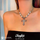 Women's Pearl Cross Necklace - BGCOPPER
