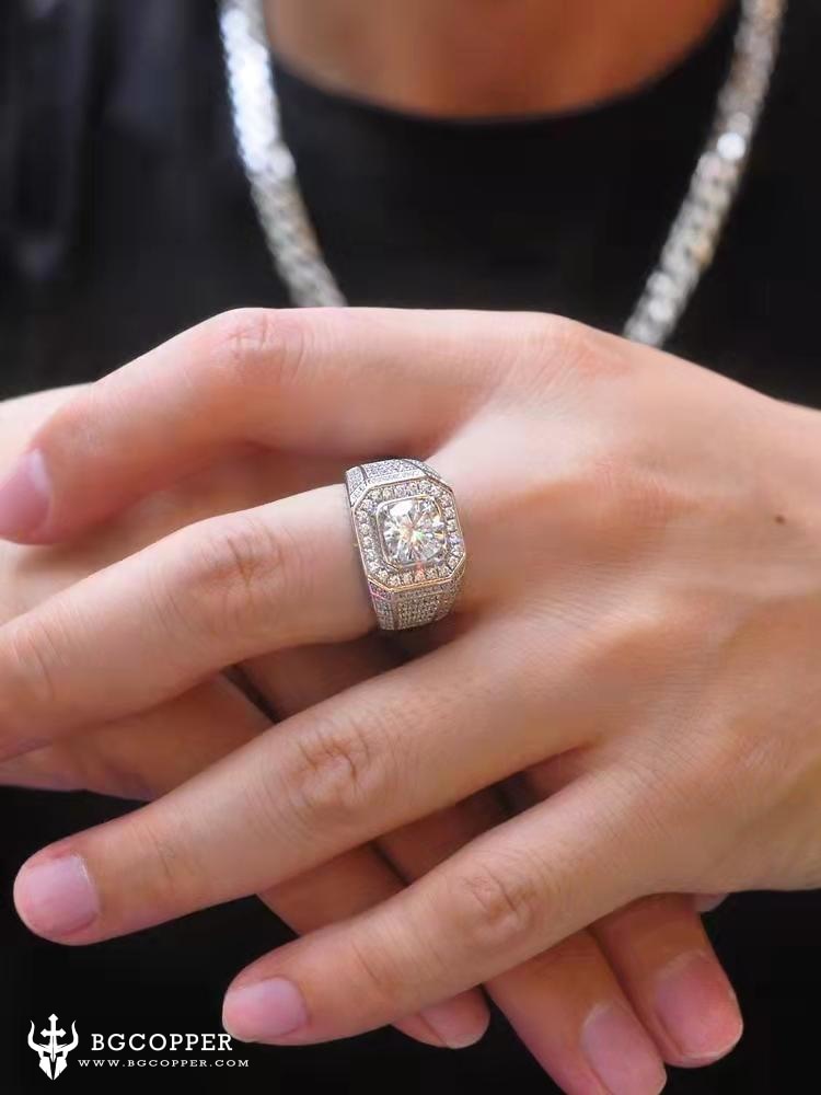 One Carat Super Luxury Moissanite Diamonds Men's Ring - BGCOPPER