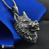 Pure Tin Angry Alpha Wolf Head Necklace - BGCOPPER