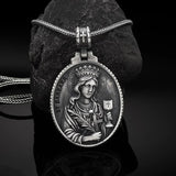 Pure Tin Saint Barbara Necklace,the patron saint of armourers, artillerymen, military engineers, miners,mathematicians and others who work with explosives. - BGCOPPER