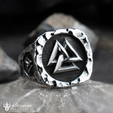 Distressed Valknut Runes Stainless Steel Viking Ring - BGCOPPER