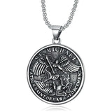 ST.Michael Archangel Stainless Steel Necklace,the patron Saint of law enforcement - BGCOPPER