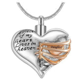 A piece of my heart lives in heaven Necklace - Memorial urn heart cremation necklace - BGCOPPER