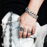 Distressed Valknut Runes Stainless Steel Viking Ring - BGCOPPER