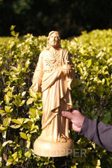 Sacred Heart of Jesus Statue Ornament, Christian Gift, Boxwood Hand Carving, Blessing of Jesus, Prayer Gift - BGCOPPER