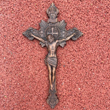 Wood Carving of Jesus Cross with St. Benedict's Exorcism - BGCOPPER
