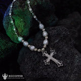 Women's Pearl Cross Necklace - BGCOPPER