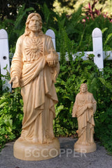 Sacred Heart of Jesus Statue Ornament, Christian Gift, Boxwood Hand Carving, Blessing of Jesus, Prayer Gift - BGCOPPER