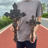 St. Benedict Exorcism Cross wood carved - Bless you and your family