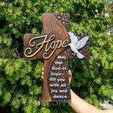 Ornate "Love" "Faith" "Hope" Wooden Cross, Solid Wood Cross - BGCOPPER
