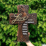 Ornate "Love" "Faith" "Hope" Wooden Cross, Solid Wood Cross - BGCOPPER
