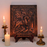 Saint George Wood carved icon of the Victorious Wooden carved icon Gift for family Carved Wooden gift Christian icon - BGCOPPER