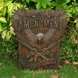 Solid Wood Carvings Decor, Commemorating the Second Amendment - BGCOPPER