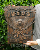 Solid Wood Carvings Decor, Commemorating the Second Amendment - BGCOPPER