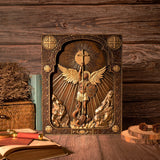 Bgcopper Archangel Michael Square Wooden Icon Religious Gifts - Best Wood Carving Wall Decor - BGCOPPER