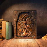 Archangel Michael natural solid wood religious wood carving - The Holy Sword Slays Demons - BGCOPPER