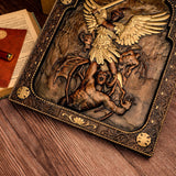 Archangel Michael natural solid wood religious wood carving - The Holy Sword Slays Demons - BGCOPPER