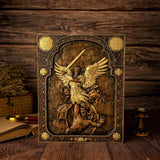 Archangel Michael natural solid wood religious wood carving - The Holy Sword Slays Demons - BGCOPPER