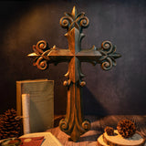 Bgcopper Ornate Wooden Cross - Carved from natural wood - BGCOPPER
