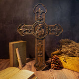 Wooden crucifix of the Virgin, Virgin Mary, Baby Jesus, religious wooden icon, wall crucifix, wall decoration - BGCOPPER