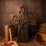 Ornate "Love" "Faith" "Hope" Wooden Cross, Solid Wood Cross - BGCOPPER