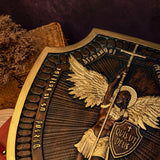 Shield Archangel Michael Solid wood carving gift - Natural wood amulet - BGCOPPER