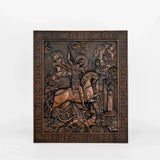 Saint George and the Dragon Wooden Carved - religious Wall decor icon christian gift for men - BGCOPPER