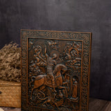 Saint George and the Dragon Wooden Carved - religious Wall decor icon christian gift for men - BGCOPPER