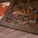 Saint George and the Dragon Wooden Carved - religious Wall decor icon christian gift for men - BGCOPPER
