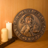 Saint Benedict religious icon, natural wood carved wall decoration - BGCOPPER