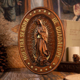 Retro Color Our Lady of Guadalupe Wood Carving -The patron saint of Mexico, America and unborn children - BGCOPPER