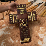 Faith, Hope, and Love Wall Cross with Bible Verse - Best Saint Valentine's day Gift - BGCOPPER