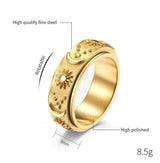 Titanium Steel Retro Sun and Moon Revolving Decompression Ring - BGCOPPER