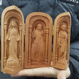 Hand-carved Portable Church - Mini Christian Triptych Altar - BGCOPPER