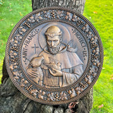St. Francis of Assisi Patron Saint of Animals Religious Icon - Natural Wood Wall Decoration Hanging Souvenir - BGCOPPER
