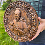 St. Francis of Assisi Patron Saint of Animals Religious Icon - Natural Wood Wall Decoration Hanging Souvenir - BGCOPPER