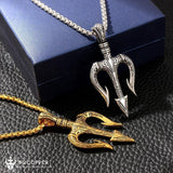 Poseidon Trident Necklace Men's Lucky Charm - BGCOPPER