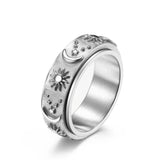 Titanium Steel Retro Sun and Moon Revolving Decompression Ring - BGCOPPER