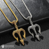 Poseidon Trident Necklace Men's Lucky Charm - BGCOPPER