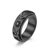 Titanium Steel Retro Sun and Moon Revolving Decompression Ring - BGCOPPER