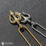 Poseidon Trident Necklace Men's Lucky Charm - BGCOPPER
