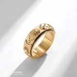 Titanium Steel Retro Sun and Moon Revolving Decompression Ring - BGCOPPER