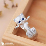 Adjustable Big Blue Eyes Cat Ring - Show You Care - BGCOPPER