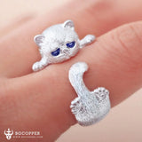 Adjustable Big Blue Eyes Cat Ring - Show You Care - BGCOPPER