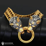 Viking titanium steel wolf head bracelet - BGCOPPER