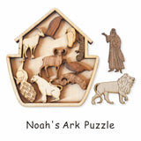 Noahs Ark Wood Brain Teaser Puzzles - Featuring Noah and Five Other Pairs of Animals From the Ark jewelry product image